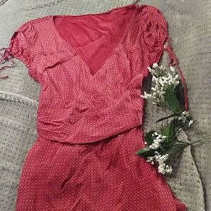 Express red satin blouse size medium